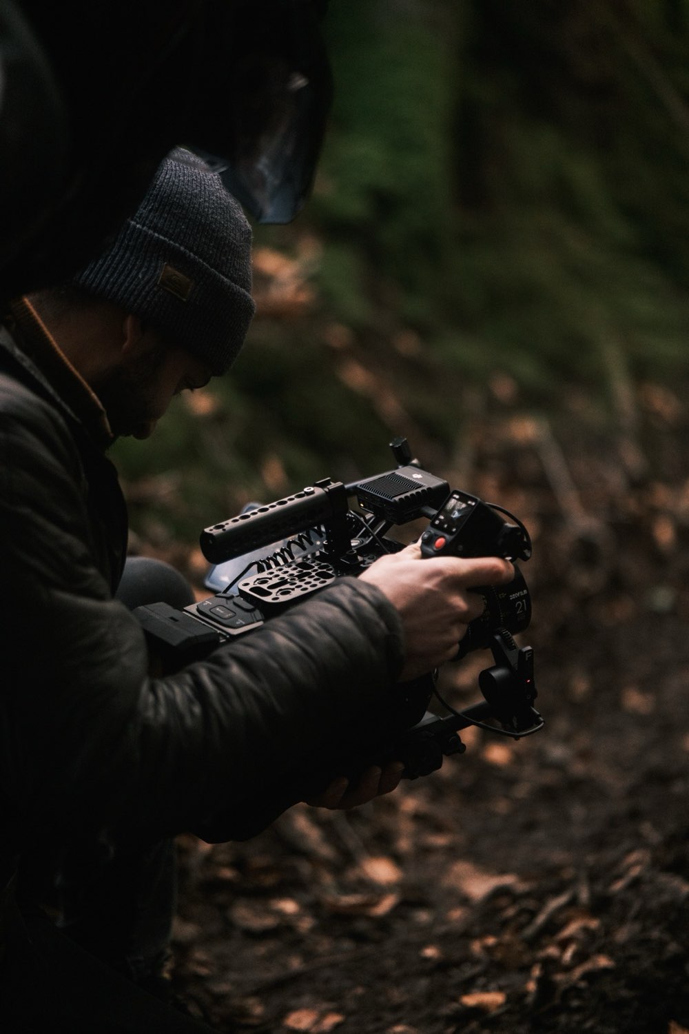 Camera rig setup in a forest