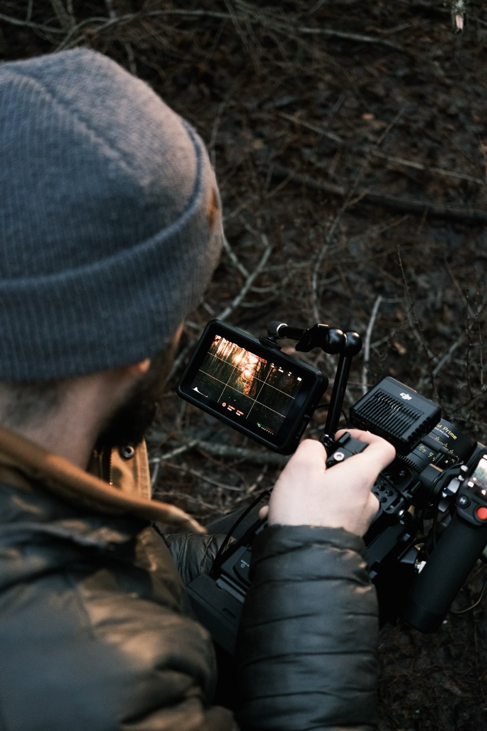 Filming a motorbike on location